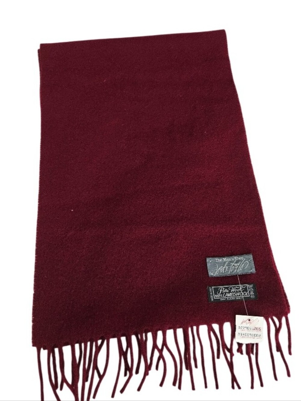 NWT Men's Shop LampsWool Scarf in Deep Burgundy Pure Wool